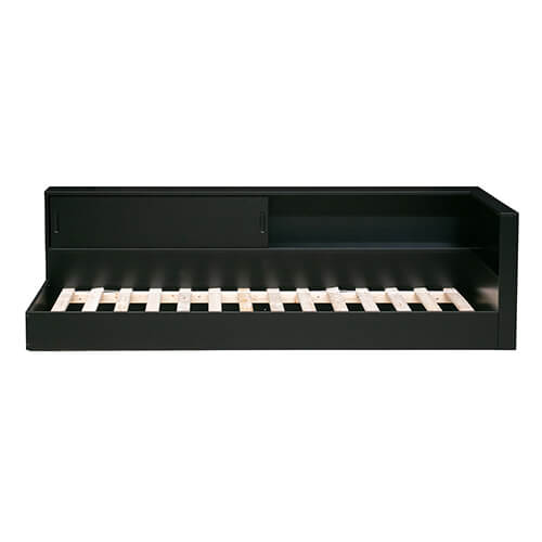 Lit enfant d'angle avec rangements en pin laqué noir - Connect