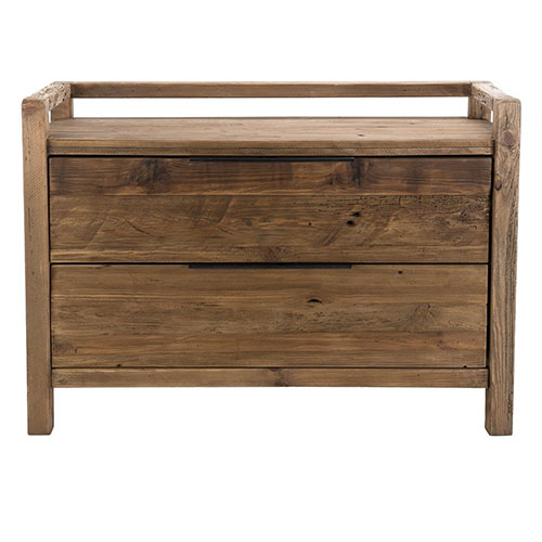 Commode 2 tiroirs en pin recyclé - Collection Sandy