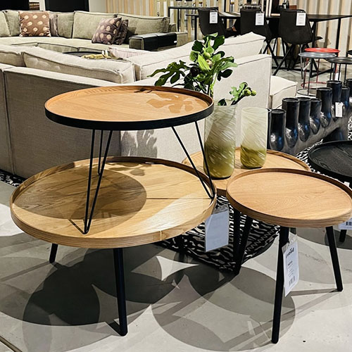 Table basse ronde en bois et piètement noir - Mesa - Woood