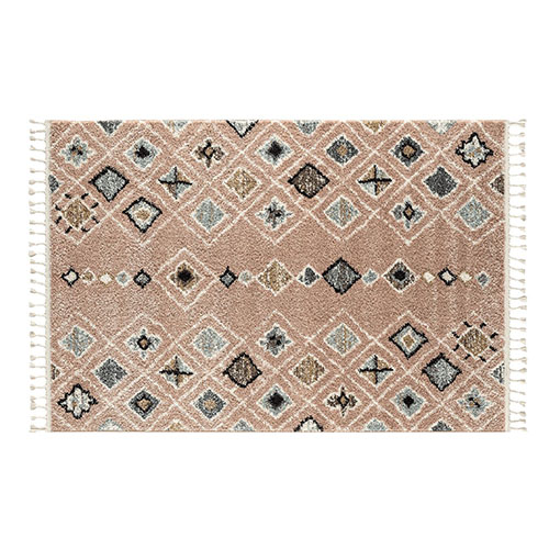 Tapis berbère rose motifs losange 200 x 290 cm - Stella