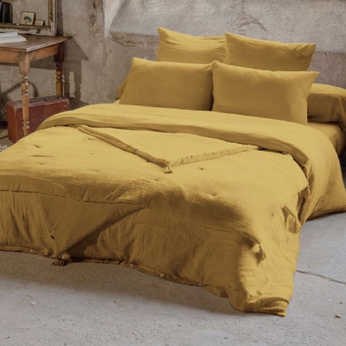 HOUSSE DE COUETTE 260x240CM 100% GAZE DE COTON -SAFRAN