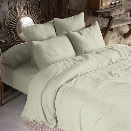 HOUSSE DE COUETTE 260x240CM 100% GAZE DE COTON -VERT D'EAU
