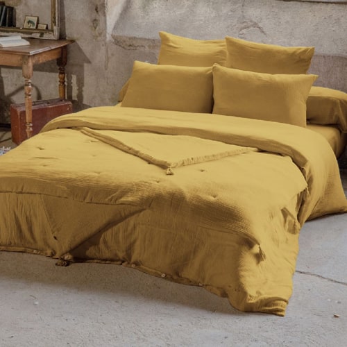 DRAP HOUSSE 140x190CM 100% GAZE DE COTON SAFRAN