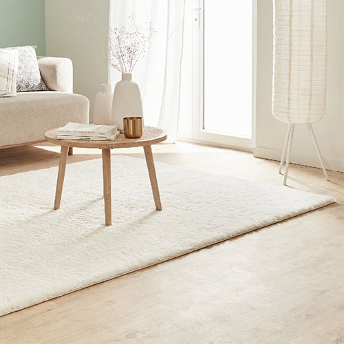 Tapis à poils longs uni blanc 120x160 cm - Oslo