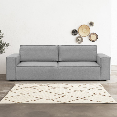 Canapé convertible 3 Places avec coffre de rangement en tissu gris chiné - Harper