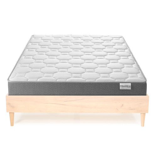 Ensemble lit Paco effet chêne 160x200 + Matelas mousse Clean Confort 19 cm