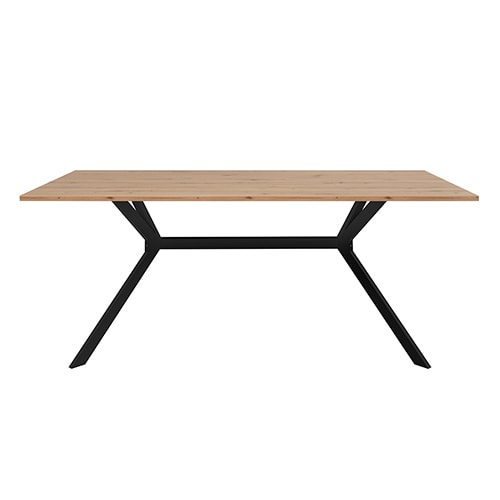 Table à manger rectangulaire 8 pers. 180cm effet chêne clair, piétement noir - Velia
