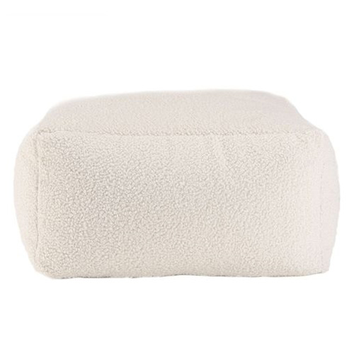 Pouf carré 53x53cm tissu bouclette beige - Albane