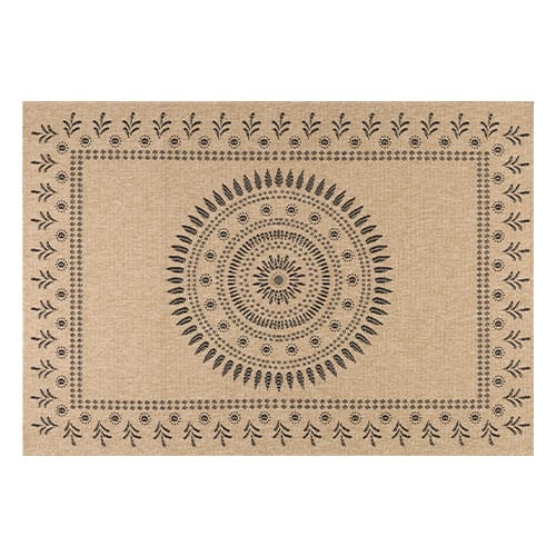Tapis aspect Jute naturel avec motifs noir 160x230 - Isaura