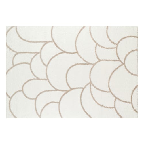 Tapis poils longs à motifs Ecru 160x230 - Tea