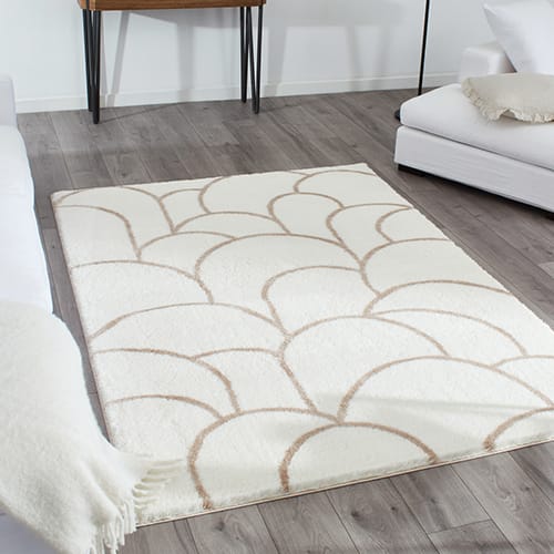Tapis poils longs à motifs Ecru 160x230 - Tea
