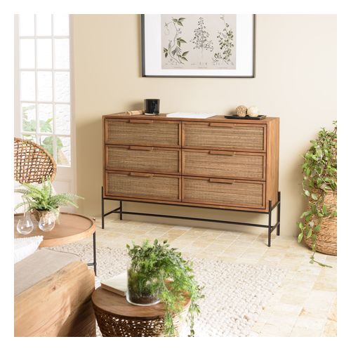 Commode 6 tiroirs en bois de teck recyclé SIXTINE