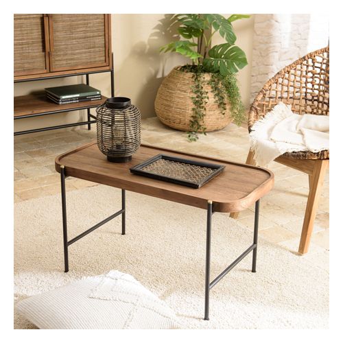 Table basse ovale 85cm en de teck recyclé - Sixtine