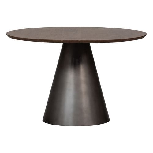 Table à manger ronde en métal et manguier noir 120cm - Maggie