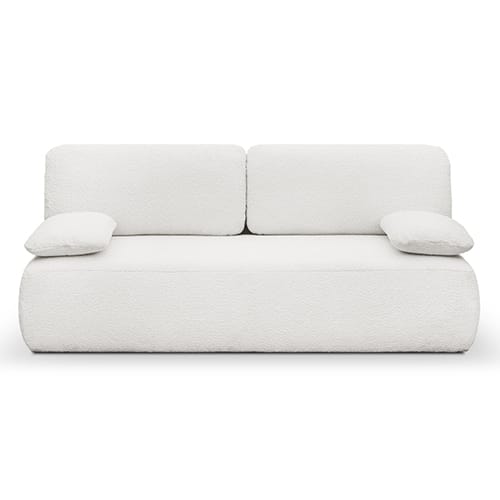 Canapé convertible 3 places avec coffre de rangement en tissu bouclette beige - Gemma