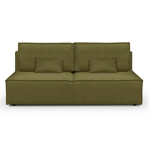 Canapé convertible 3 places avec coffre de rangement en tissu vert olive - Milla