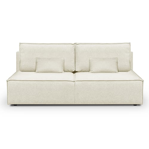 Canapé convertible 3 places avec coffre de rangement en tissu beige - Milla