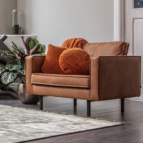 Fauteuil en cuir recyclé cognac - Rodéo