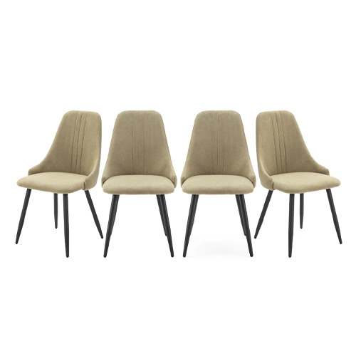 Lot de 4 chaises en tissu vert - Soan
