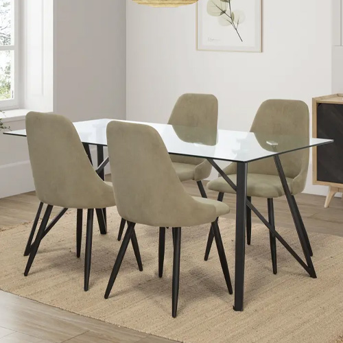 Lot de 4 chaises en tissu vert - Soan