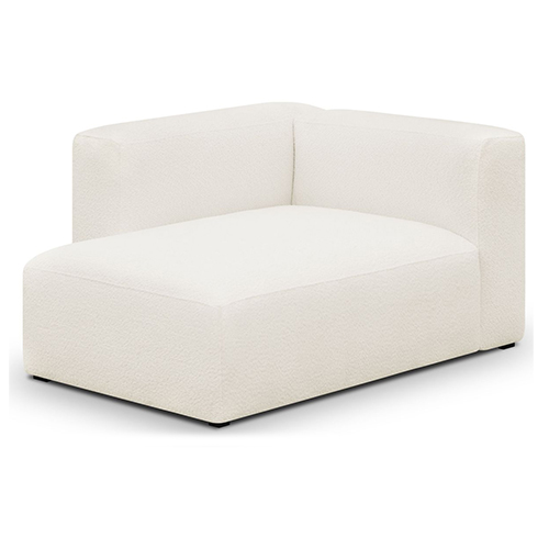 Méridienne d'angle à gauche modulable en tissu bouclette écru - Modulo New