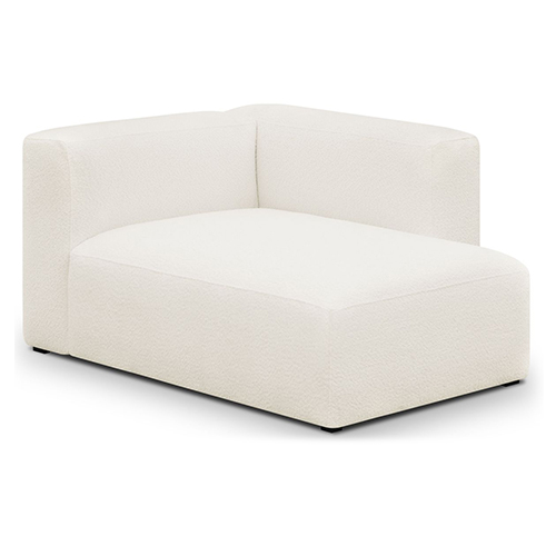 Méridienne d'angle à droite modulable en tissu bouclette écru - Modulo