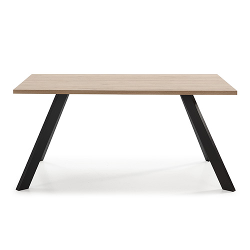Table à manger rectangulaire effet bois et noir 6 personnes 160 cm - Zack