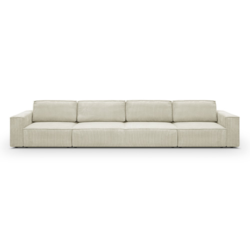 Canapé modulable convertible 7 places avec coffre de rangement en velours côtelé beige - Harper Mod