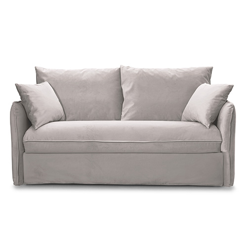 Canapé convertible 3 places en velours taupe - Ouverture express - Couchage quotidien - Gina