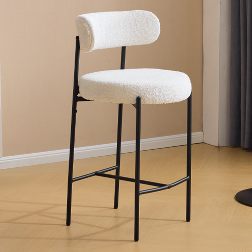 Lot de 2 tabourets de bar en tissu bouclé beige - Evora
