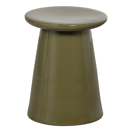 Table d'appoint conique en céramique vert kaki 35 cm - Button