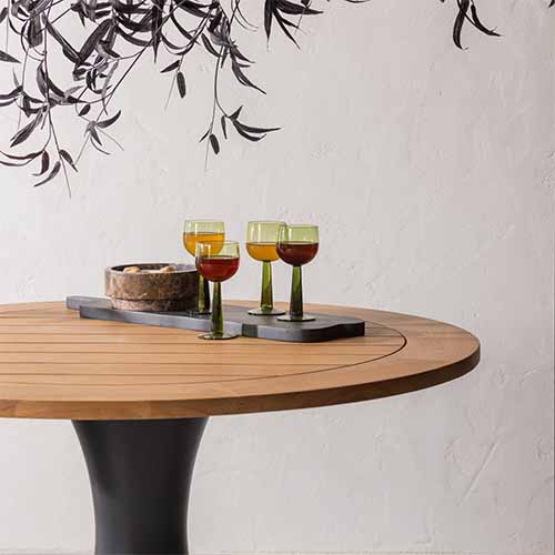 Table de jardin ronde en teck et aluminium noir 122 cm - Charley