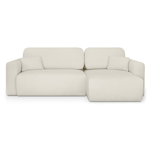 Canapé d'angle réversible convertible 4 places avec coffre de rangement en tissu écru - Davis