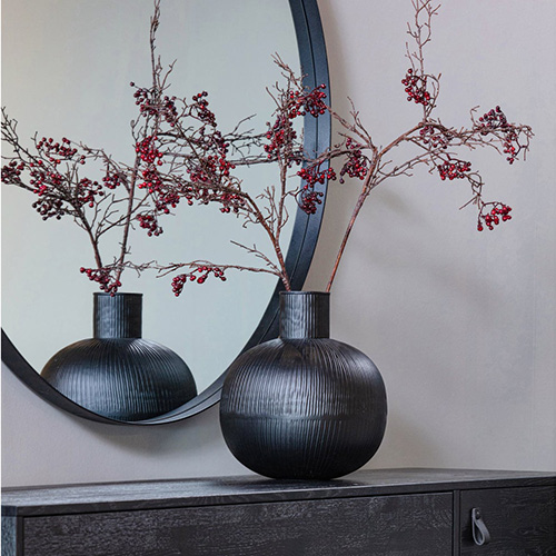 Miroir rond 80cm en métal noir - Doutzen