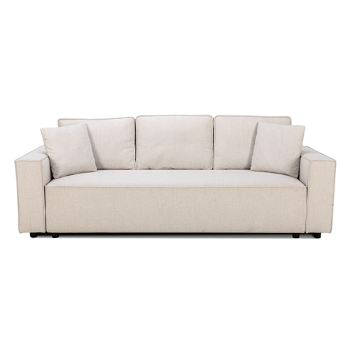Canapé convertible 3 places en tissu beige - Théa