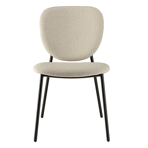 Lot de 2 chaises en tissu beige pieds acier noir - Augustin