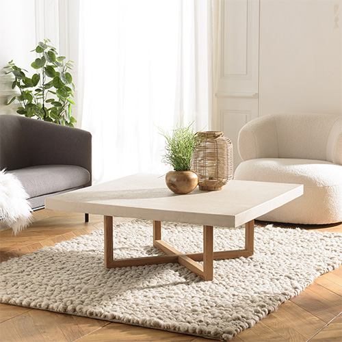 Table basse carrée 107cm en béton beige - Dak