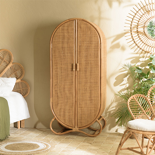 Armoire en rotin et cannage 2 portes - Kally