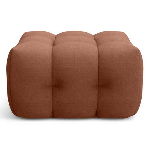 Pouf capitonné en tissu chenille terracotta - Cester