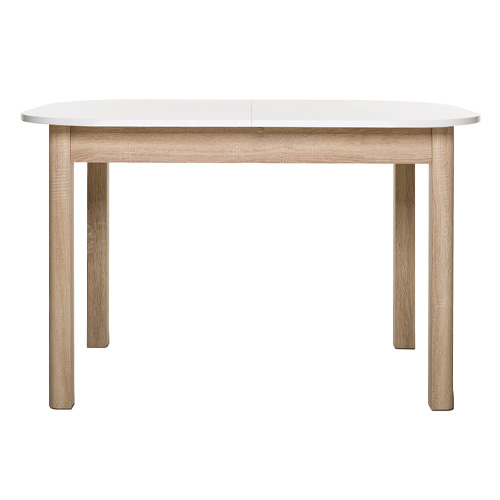 Table à manger extensible blanc/effet chêne 4/6 personnes 120/160 cm - Tori