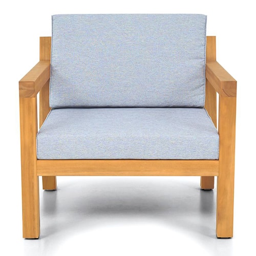 Fauteuil de jardin en bois FSC - coussins gris chiné - Palau