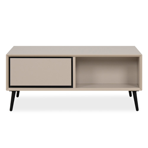Table basse 2 tiroirs, 2 niches capuccino / noir - Aris