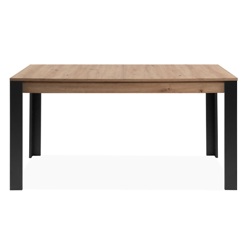 Table à manger extensible noir et effet chêne 6 à 8 personnes 150/200 cm - Ted
