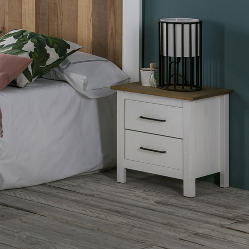 Table de chevet en bois massif blanc - Ida