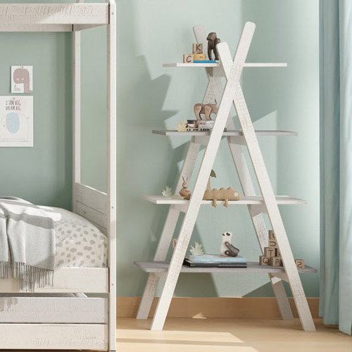 Etagère tipi enfant en bois gris et blanc H146 cm - Sue