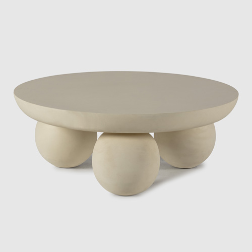 Table basse ronde en bois de manguier beige 90cm - Venus