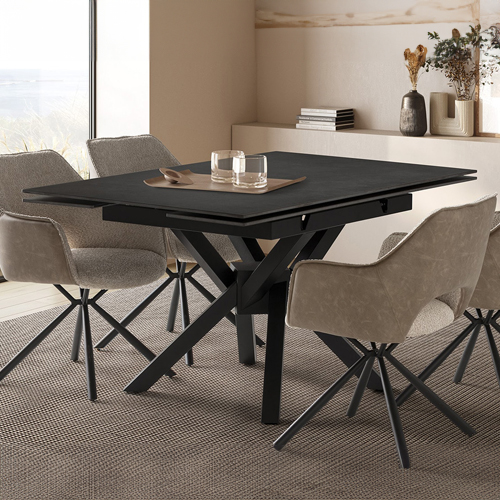 Table à manger carrée en céramique anthracite 150 cm - Zora