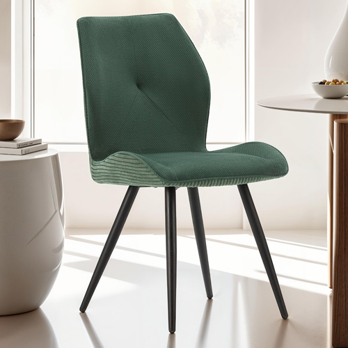 Lot de 2 chaises en velours côtelé vert - Lykke