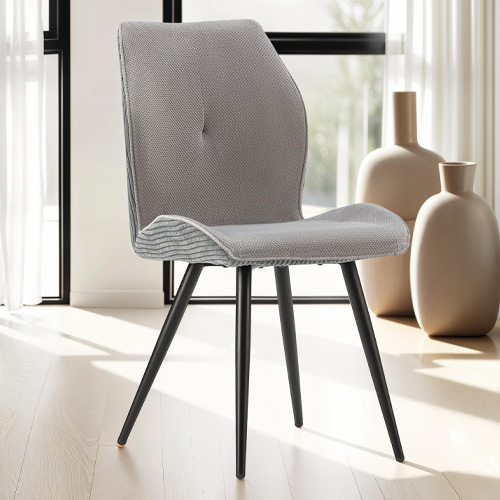 Lot de 2 chaises en velours côtelé gris - Lykke