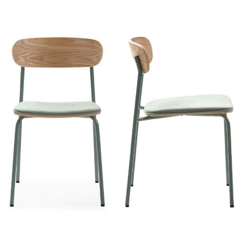 Lot de 2 chaises en tissu aigue-marine et effet bois - Svala